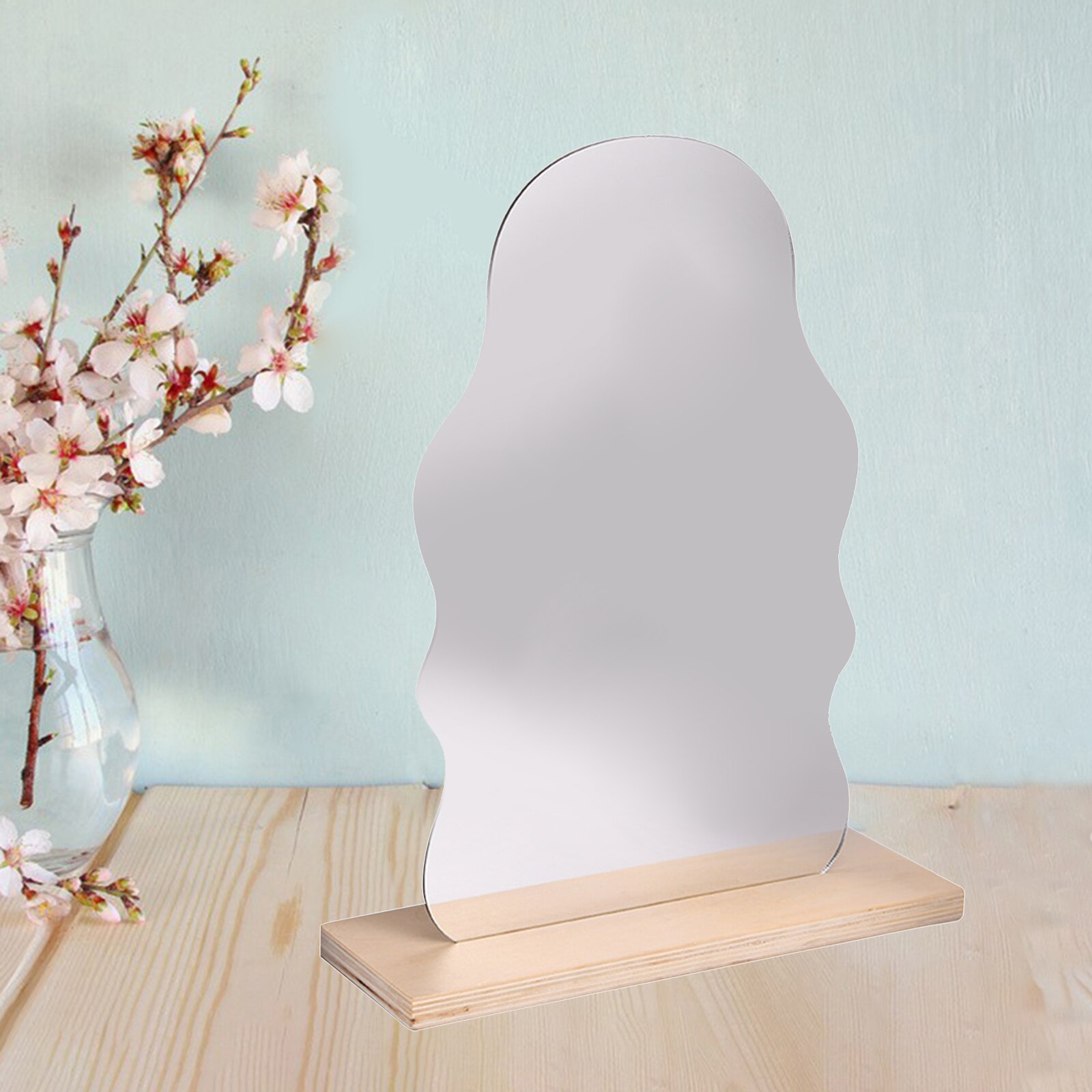 Clear Acrylic Wall-Mounted Mirror Retro Bathroom Wall Hanging Makeup Mirror Home Miniature Dressing Mirror