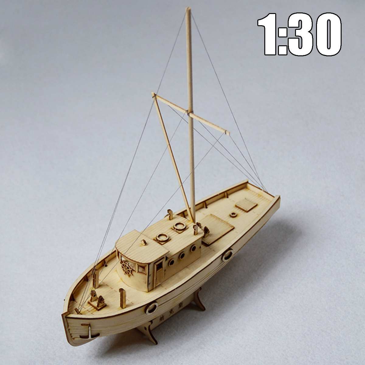 jiuzcare Zeilboot van hout, doe-het-zelf, 6