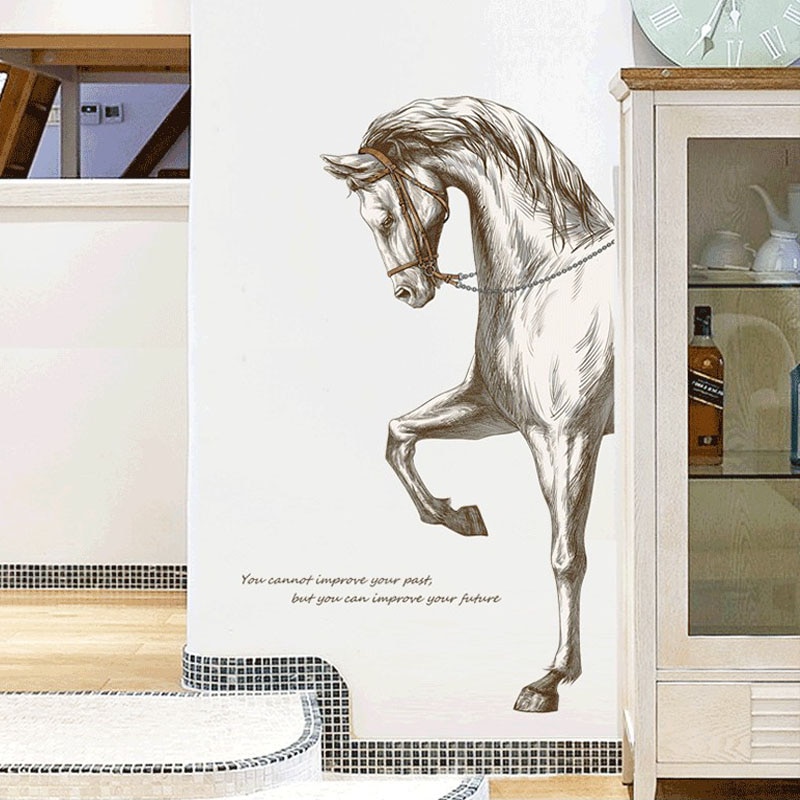 Grote 60*110 Cm Creatieve Schilderen Paard Home Decoratie Muursticker Animal Posters Voor Woonkamer Slaapkamer Vinyl Muurschildering decals