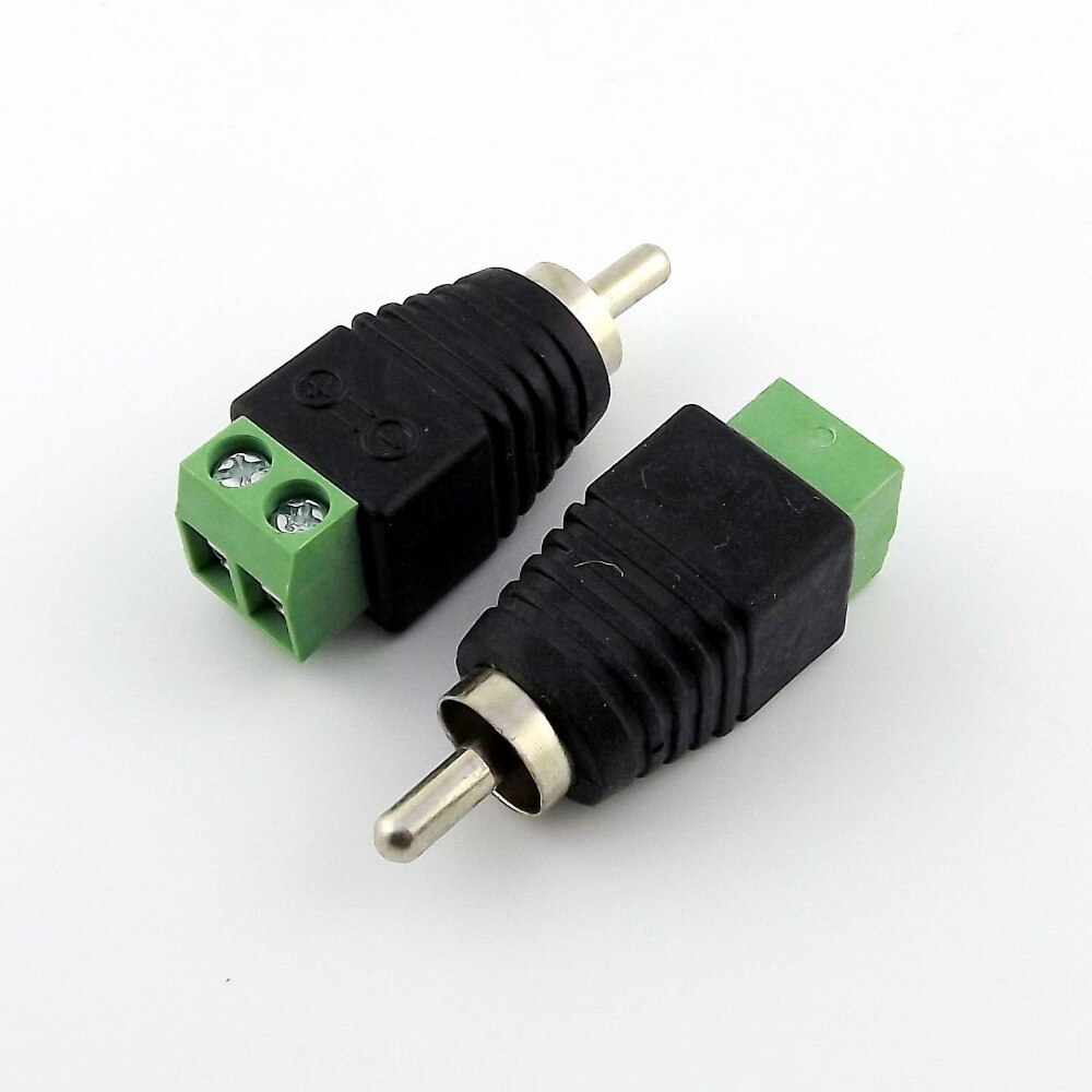2x RCA Male Plug naar AV Schroefklem Connector Adapter voor CCTV Camera Video Balun