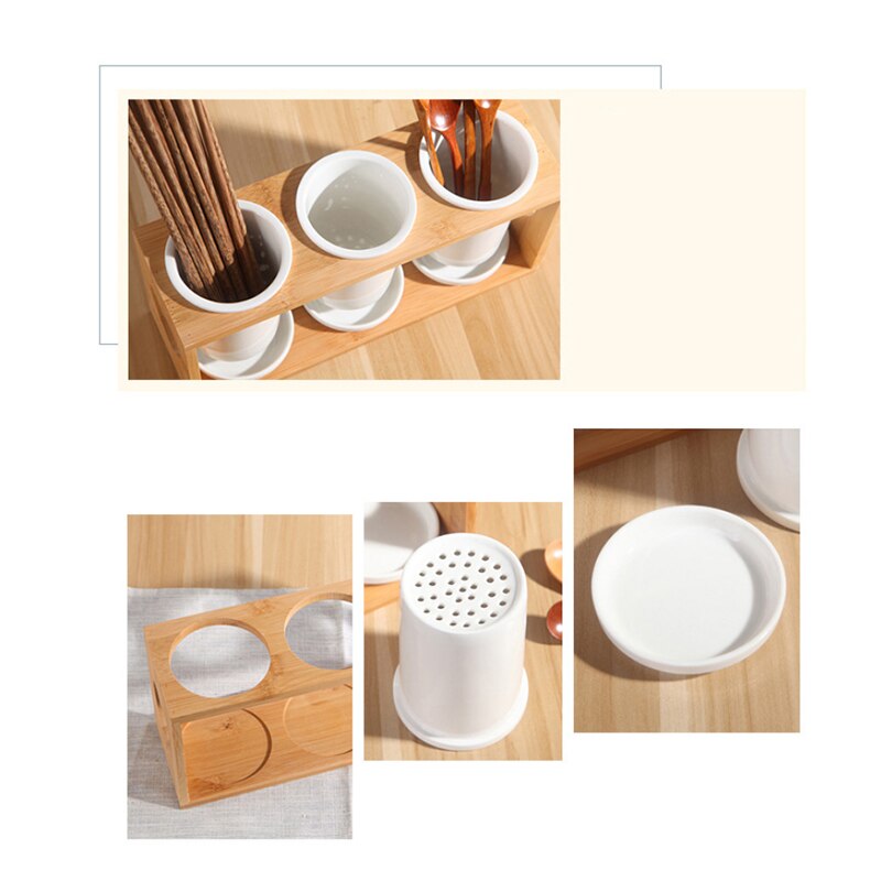 Household Ceramic Chopsticks Storage Rack Drain Holder