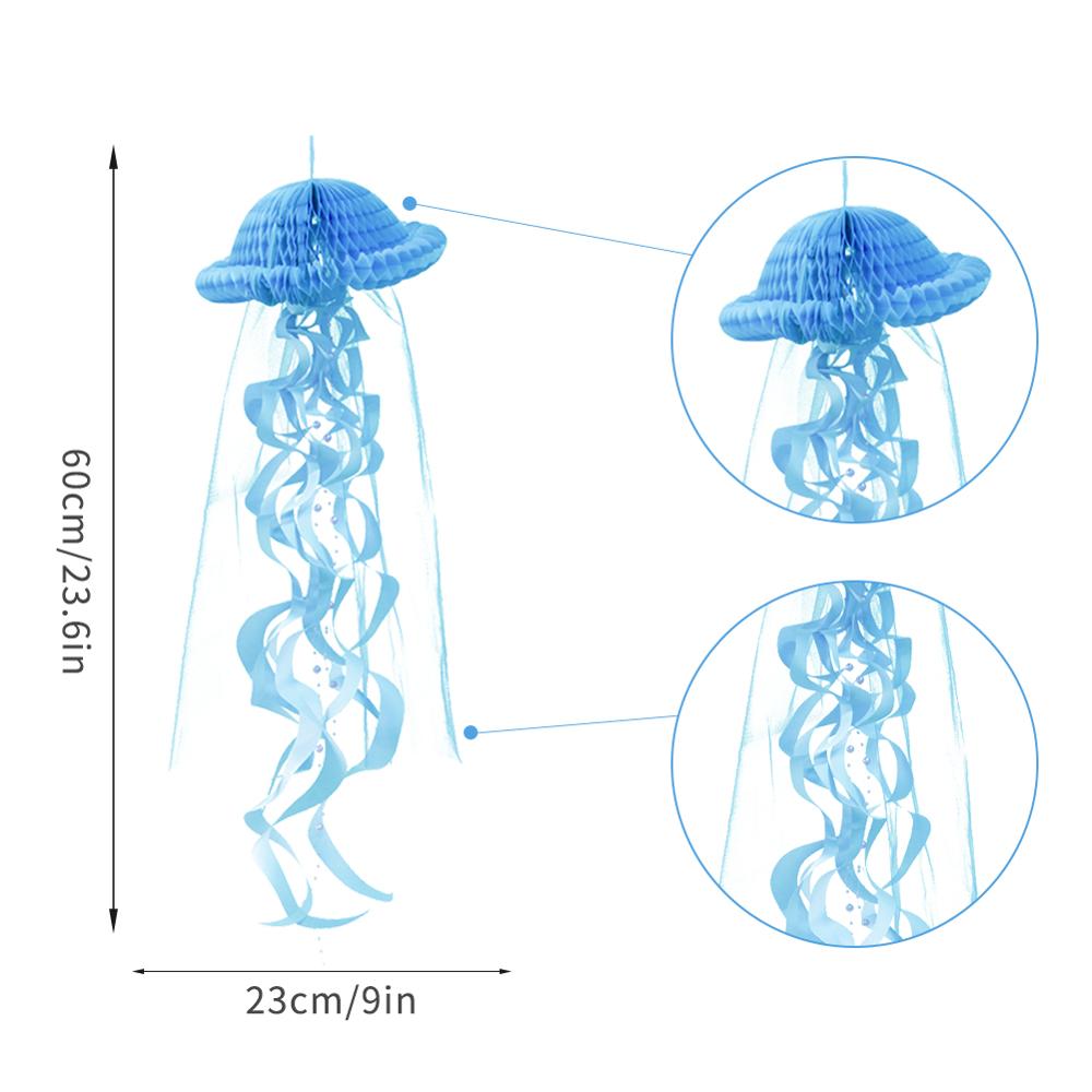 Guirnalda de medusas de panal de papel colgante, serpentín Pastel para el océano, tema de agua, sirena bajo el mar, decoración de de cumpleaños