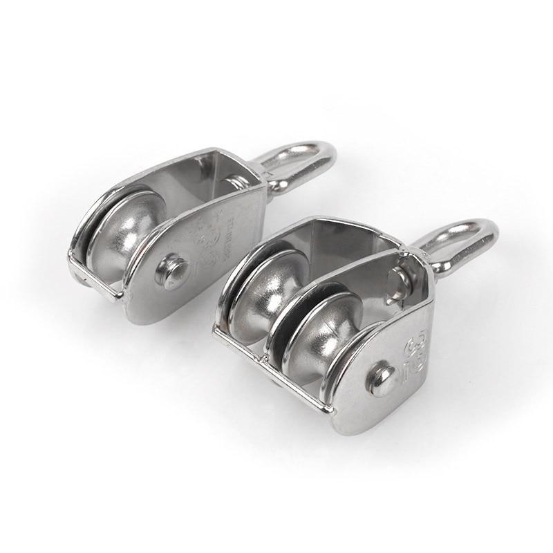 Common pulleys Size M32 M50 &amp; M75 &amp; M100 304# Stainless Steel Single or Double Wheel Swivel Pulley Block