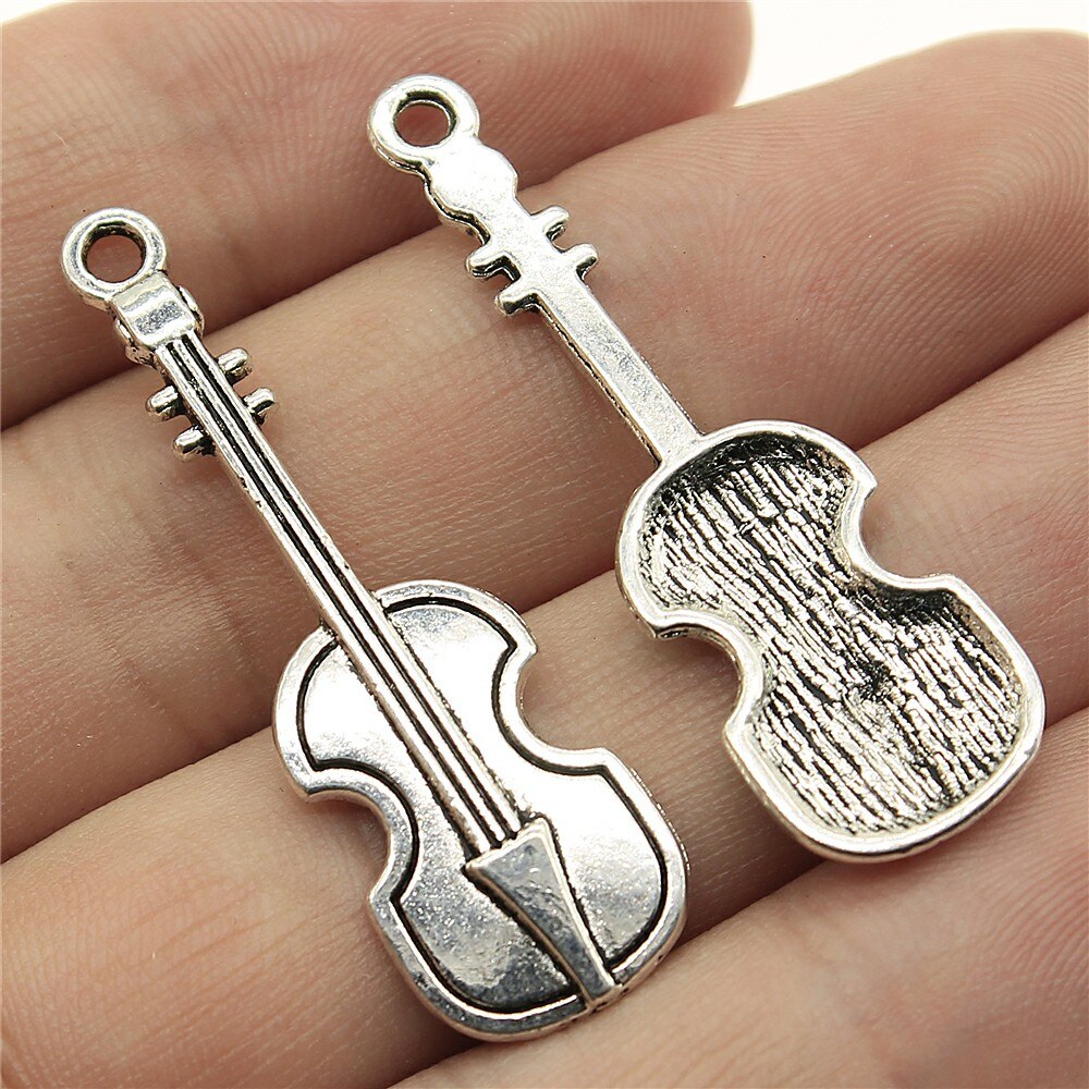 Wysiwyg 5Pcs 42X13Mm Viool Charm Hangers Voor Sieraden Maken Muziekinstrument Viool Hangers Charm