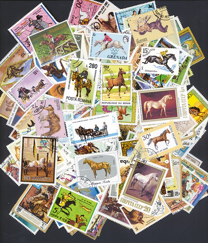 Paard, 100 stuks/partij Alle Uit De Wereld Brede Ongebruikte Met Post Mark Postzegels Voor Verzamelen