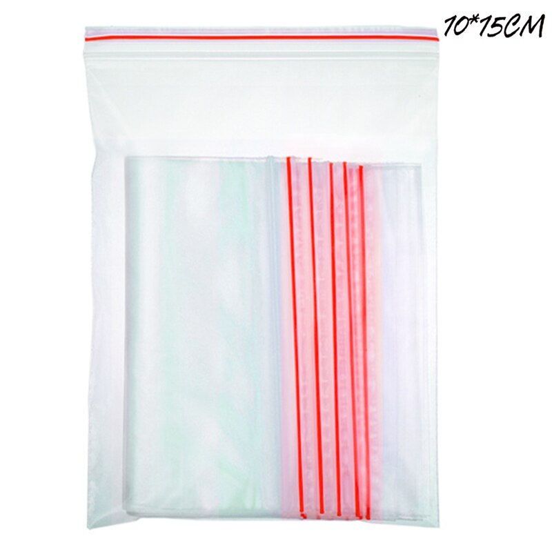 100 pcs/lot sacs d'étanchéité transparents en plastique auto-presse sacs d'emballage refermable fermeture éclair alimentaire divers sacs scellés clairs: 07