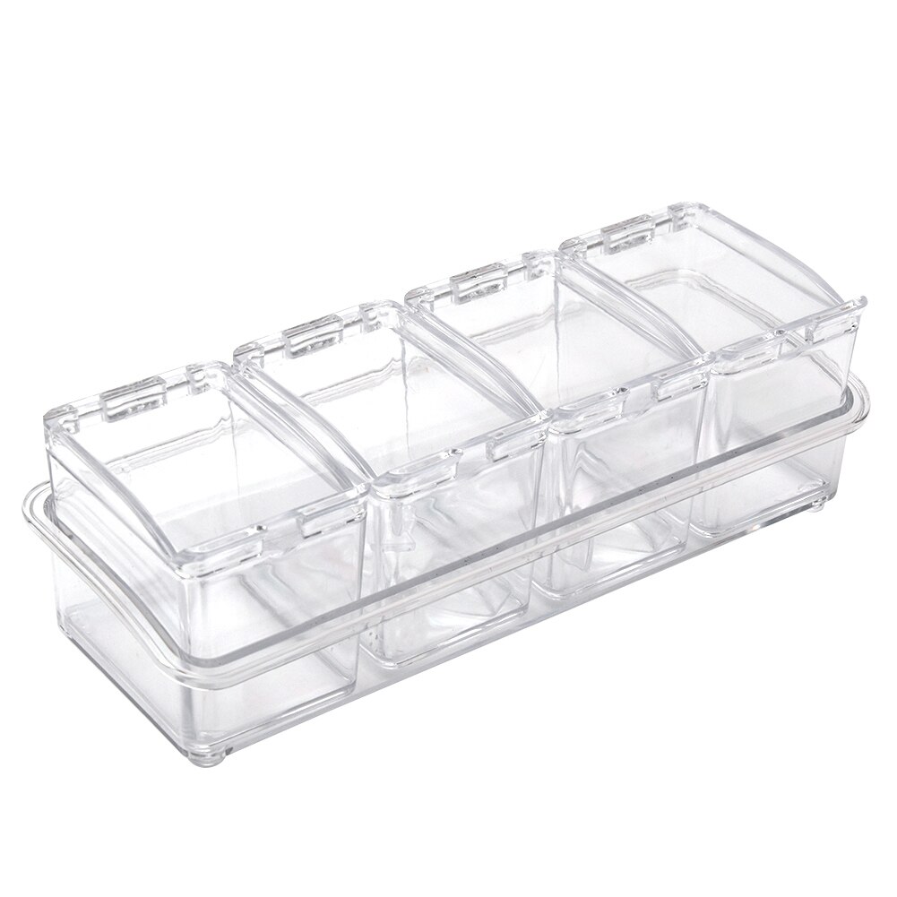 Transparet Polystyrene Seasoning Box Case Condiment Bottles Set Salt Jar Storage Box Container Kitchen Tool