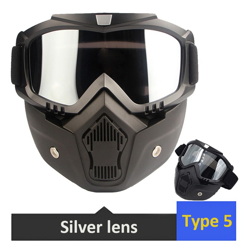 Motorcykel briller motocross beskyttelsesbriller aftagelige ansigtsbriller gear briller beskyttelsesbriller maske med mundfilter til motorcykelhjelm: Type 5