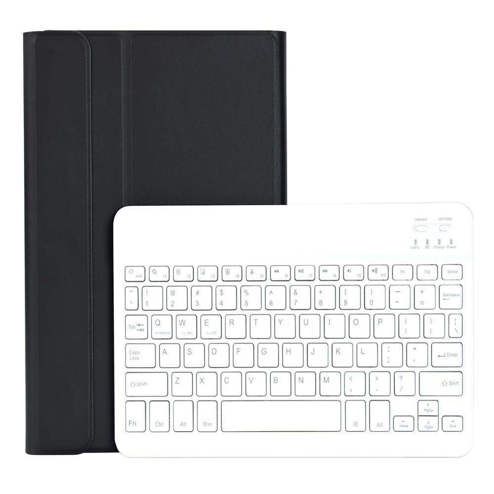 Wireless Keyboard For Samsung Tab S6 lite 10.4 P610 P615 Ultra-thin detachable Bluetooth keyboard leather case with pen slot: Blackcase with white