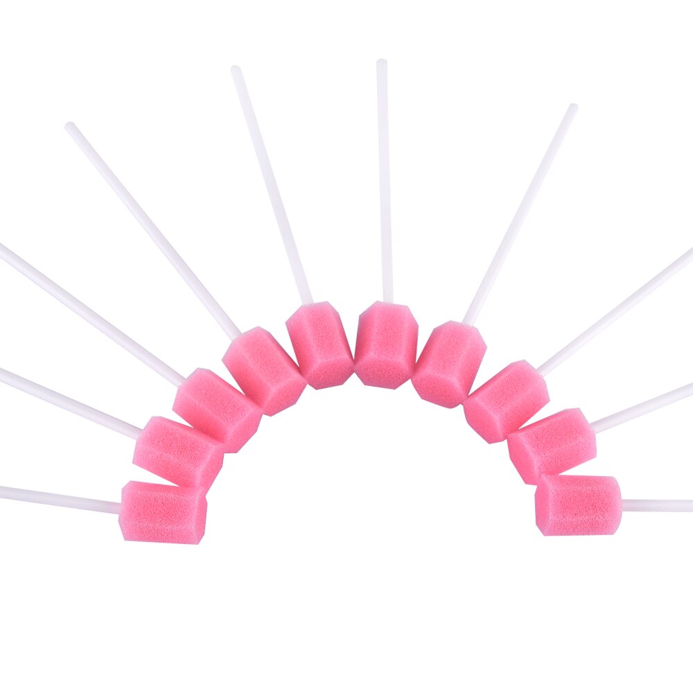 Esponja desechable para el cuidado bucal, hisopo de limpieza dental con palo, 100 piezas
