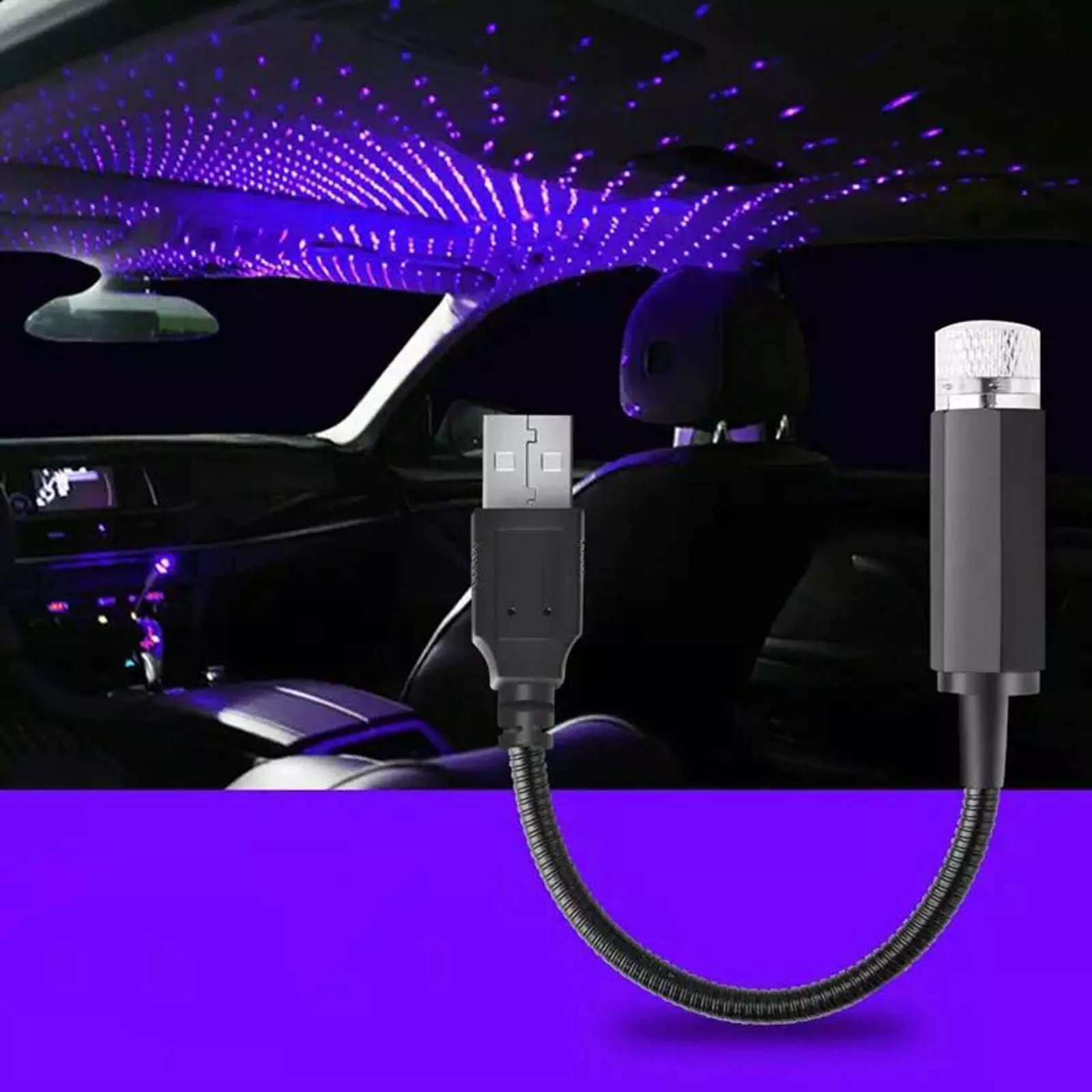 2X Romantische LED Sterrenhemel Nachtlampje 5V USB Aangedreven Galaxy Star Projectorlamp voor Autodak Kamer Plafond Decor Plug en Play