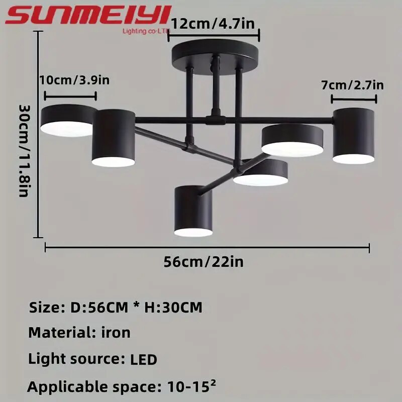 Candelabro LED nórdico de hierro giratorio, iluminación interior para sala de estar, dormitorio, estudio, comedor, vestíbulo del Hotel, luminaria