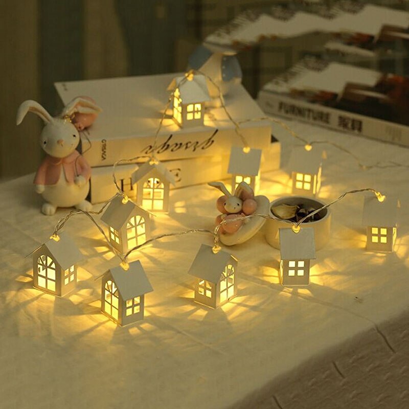 Home Night Tiny House String Lights Indoor Wall Mount Tiny House Glowing LED String Lights Festive Party Decorations Lighting