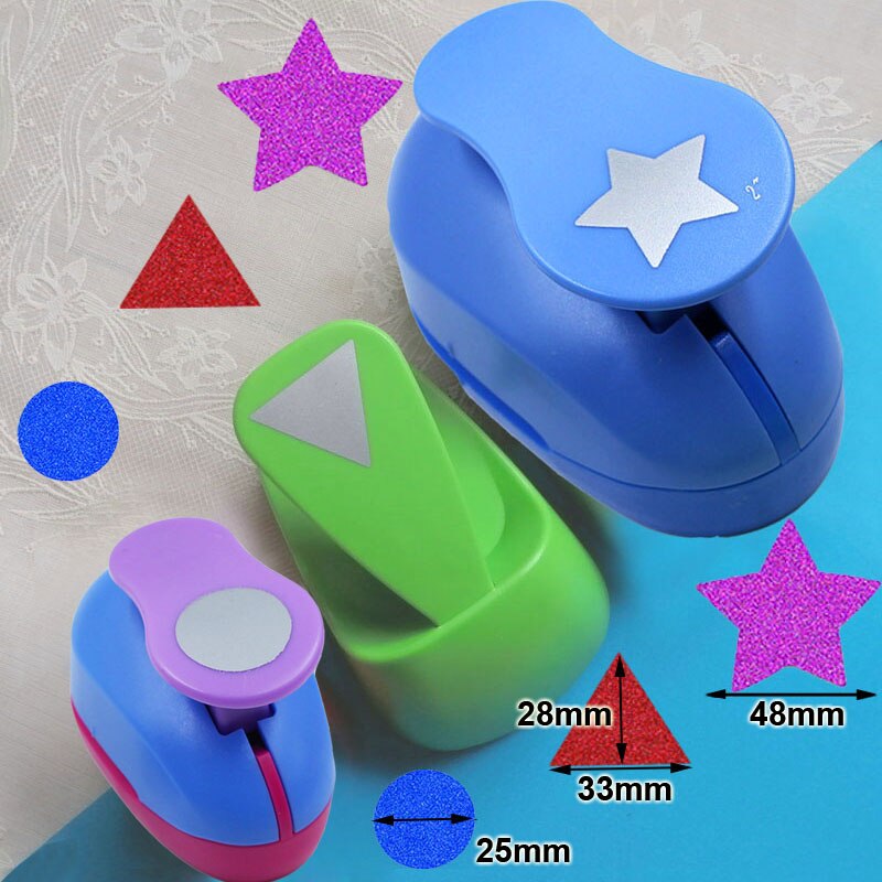 3pcs 25mm 35mm 50mm paper cutter дырокол Circel Flower punch hole puncher eva foam Scrapbook punchers DIY perforadora de papel: TriangleCircleStar
