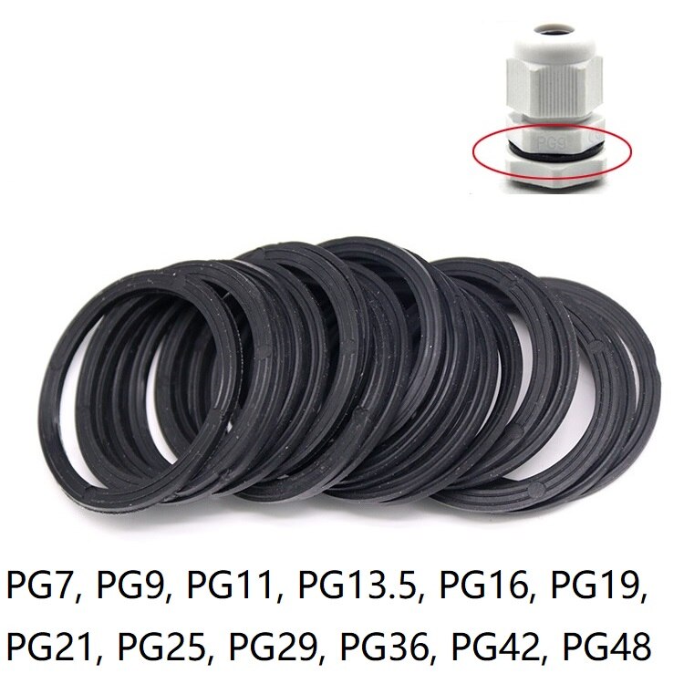 10pcs PG7 ~ PG48 Rubber Gasket Waterproof O Ring Washer Insulated Round Shape Seal for Nylon Plastic Cable Gland Connector Black