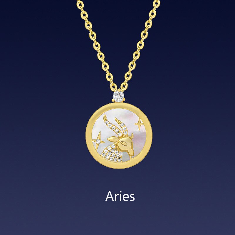 Fashionable Popular 12 Constellations Necklace Women Simple Versatile Pisces Temperament Neck Ornament: Aries