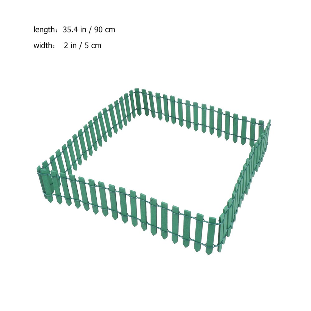 90x5cm Miniature Wooden Fence Micro Decorative Fence for Decoration Use (Dark Green)
