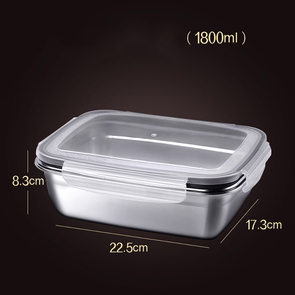 Large Capacity Stainless Steel Fresh-Keeping Box Well Sealed Crisper With T6ransparent Buckle Lid