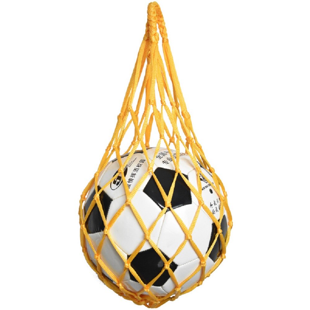 Basketball nettaske fodbold fodbold mesh opbevaring sportsboldholder nylon bæretaske holdbar enkelt boldholder: Gul