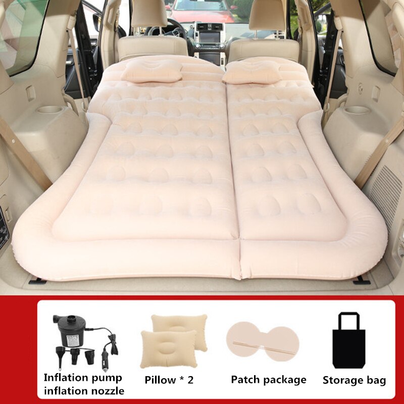 SUV Car Travel Bed Back row Portable inflatable bed Fast Inflatable Outdoor Camping Mat Cushion Beach Camping Sleeping Mat: Beige