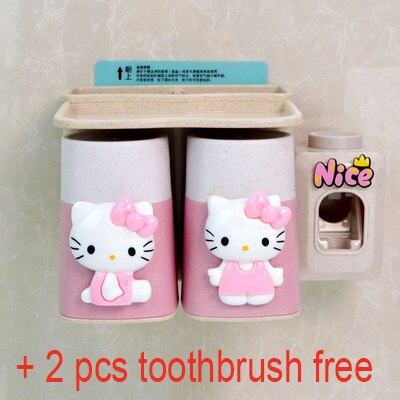 Boxi Automatic Toothpaste Squeezer Toothbrush Cup Dispenser Dust-Proof Toothbrush Holder Cartoon Cup Bathroom Accessories: 0295