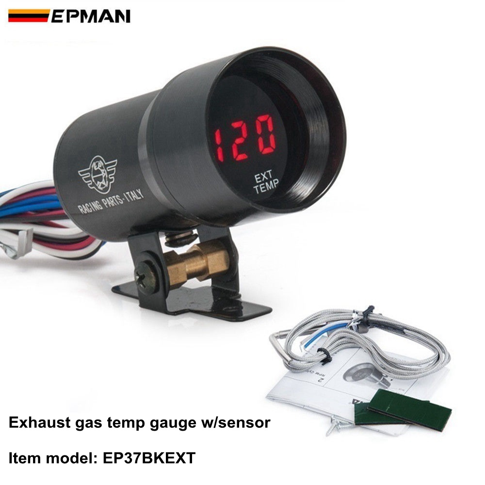 EPMAN 37mm Digital Geraucht Volt Meter Wasser Temp Öl Temp Messgerät Öl Drücken Sie Messgerät Schub Turbo Meter Tachometer EP-DGT-AF: Auspuff Gas Temp.