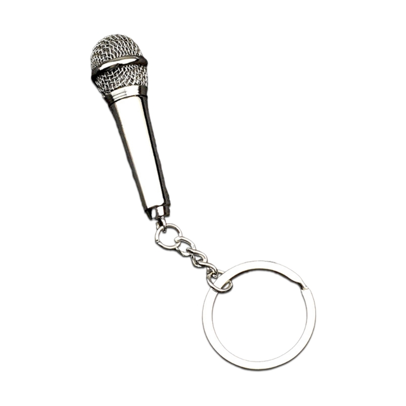 Porte-clés micro poche pour amateurs chant, porte-clés Microphone Simulation: Argent