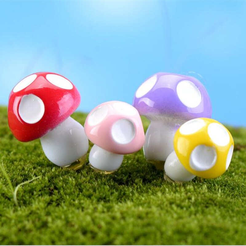 20PCS Mushrooms Terrarium Figurines Fairy Garden Miniatures Party Garden Mini Mushroom Garden Ornament Resin Crafts Decorations