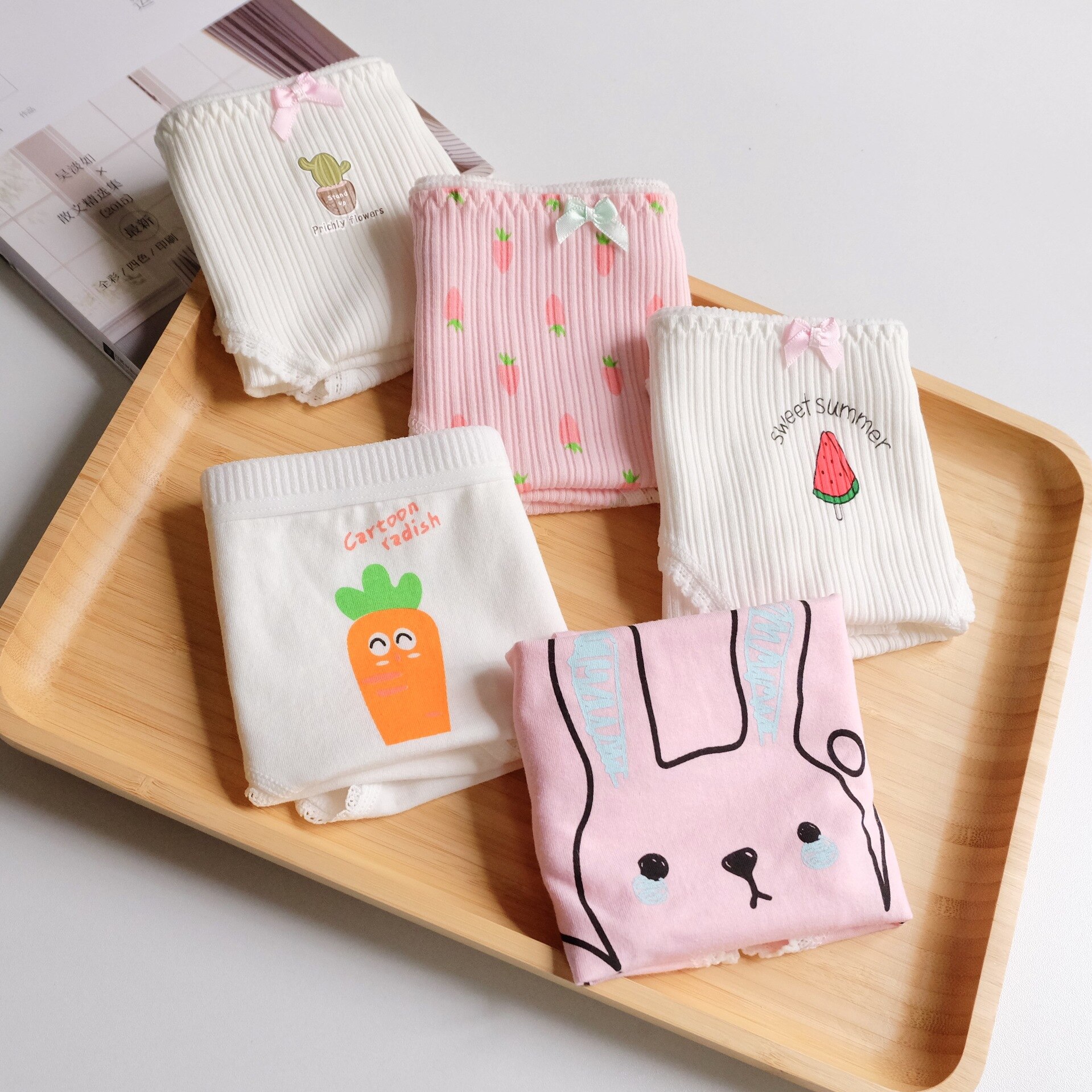 Culottes en coton pour filles, 5 pièces, culottes de dessin animé mignon pour adolescentes, slips confortables, V-TREE: tfqq