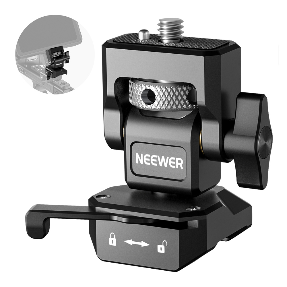 NEEWER DSLR Camera Clamp Adjustable Monitor Mount with Cold Shoe Anti Twist 1/4" Screw for Monitor Flash Light DIY Attachment: Blue