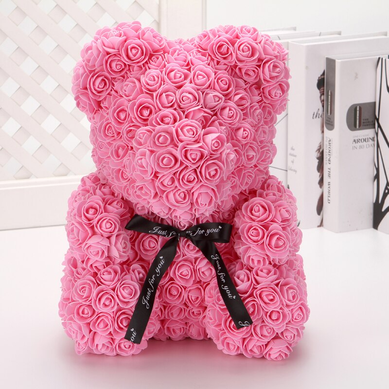 Ourson en roses artificielles bon marché de 40cm, mousse en plastique, ours en peluche Rose, petite amie, de saint-valentin, décoration de fête d'anniversaire: 2