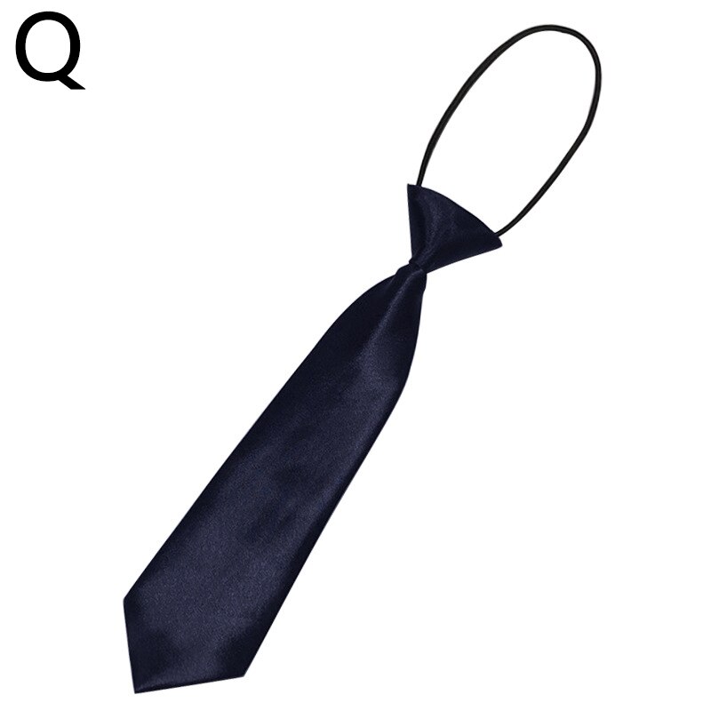 Cravate élastique à la pour garçons et filles, pour enfants, pour mariage, couleur unie: Q