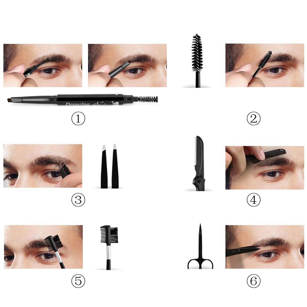 8 in 1 mænd øjenbryn pleje sæt øjenbryn trimmer tegne stencils pincet kam blyant øjenbryn trimning dragt make up værktøjssæt 30p