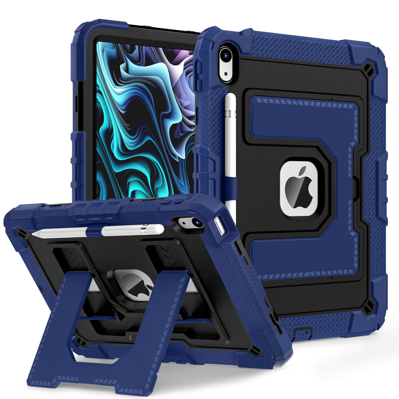 Funda para iPad 10th/A16 2025 de 11 pulgadas con funda para bolígrafo y correa para el hombro - Funda de silicona segura a prueba de golpes para tableta con función de soporte para niños
