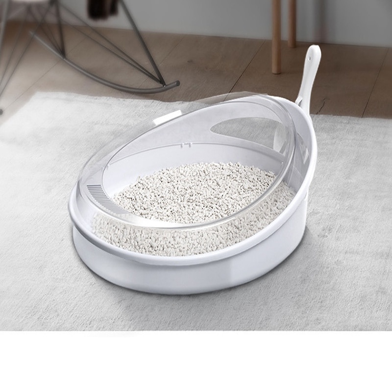 Caja de arena semicerrada para gatos, inodoro portátil para gatos, a prueba de salpicaduras, bandeja de baño para gatos con pala, producto de limpieza no tóxico para mascotas