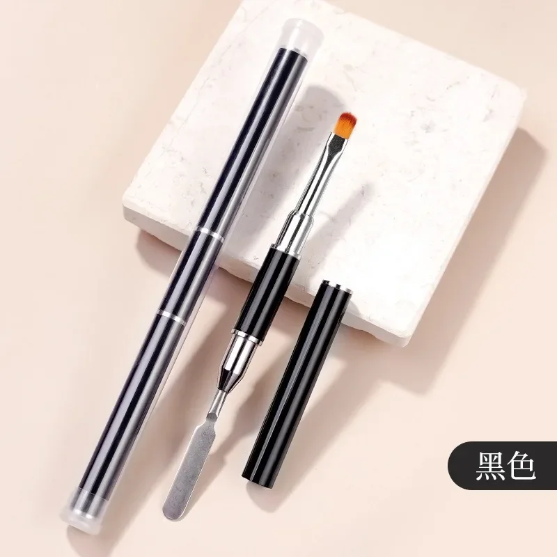 2-in-1 Dual beendet Poly Nagel Gel Bürste Pflücker Nagelbürste und Spachtel Edelstahl Gel für NäGel Verlängerungsgel Werkzeug