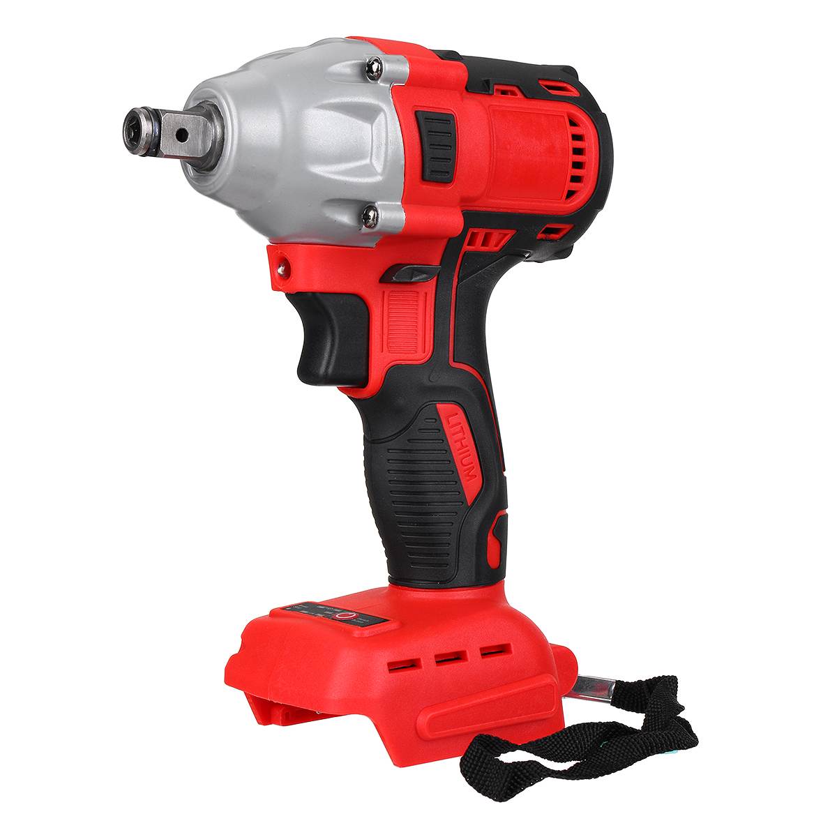 18V 520N.m Cordless Electric Impact Wrench Motor 1/2" Square Brushless Rechargeable Wrench LED Light For Makita Battery: Red