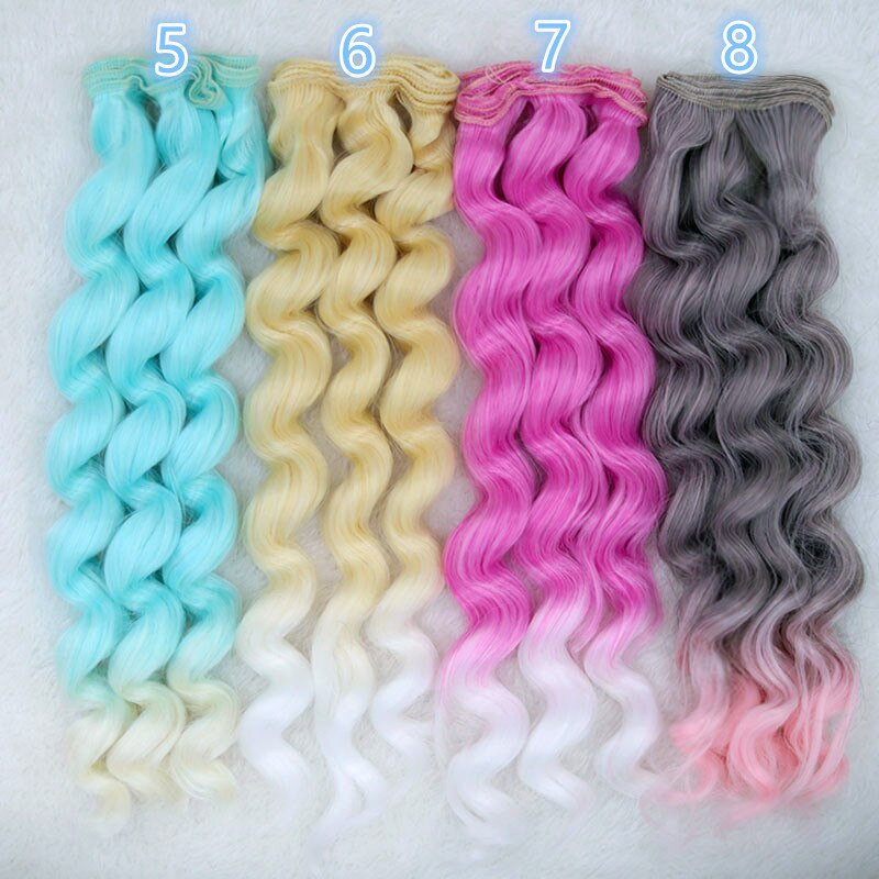 25cm BJD Ye Luoli SD DIY doll wigs Barbi chole doll wigs/hairs gradient color curly wave hair wigs