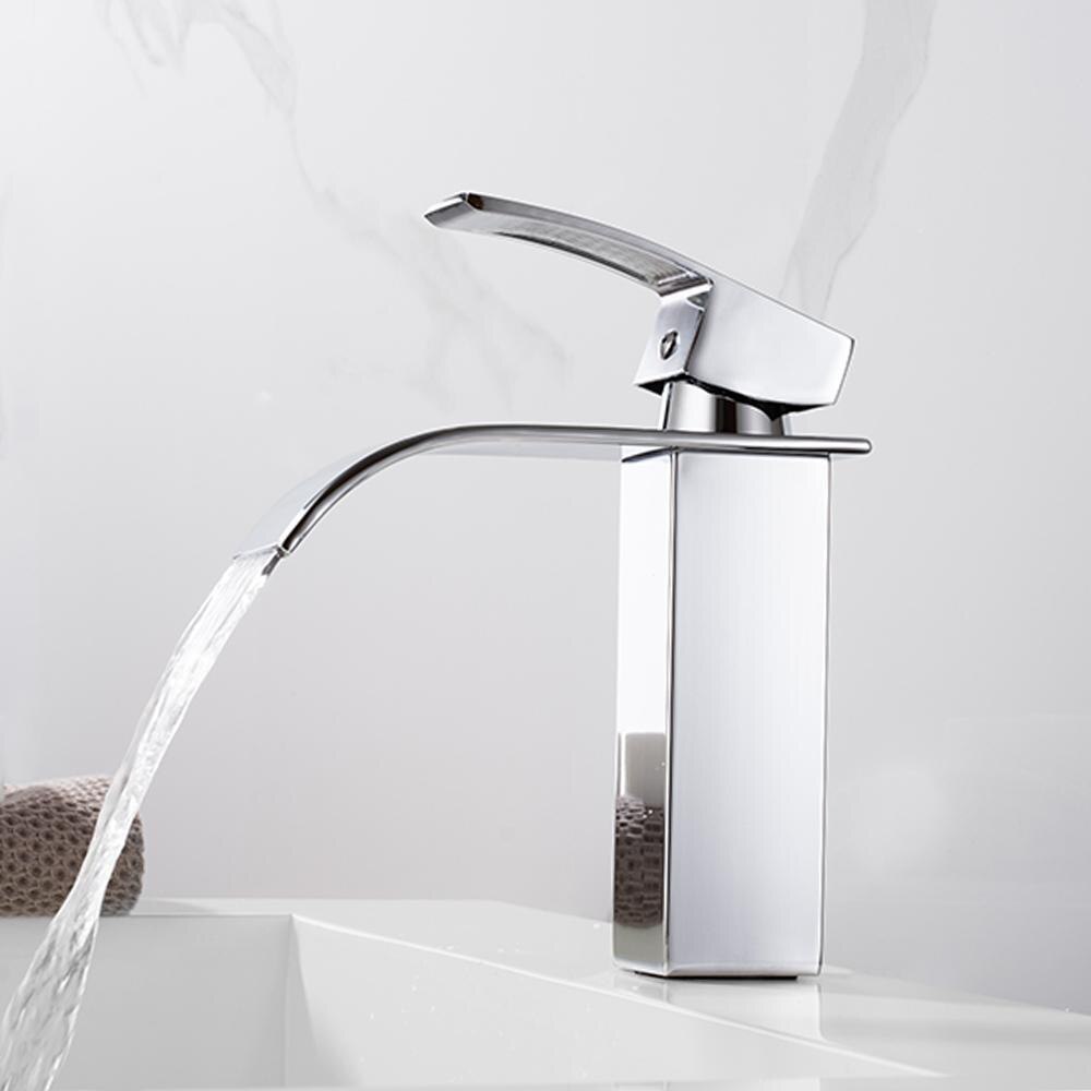 Polished Basin Sink Water Tap Single Lever Single Faucet Mixer Hole Deck Mounted Basin Bathroom Faucet