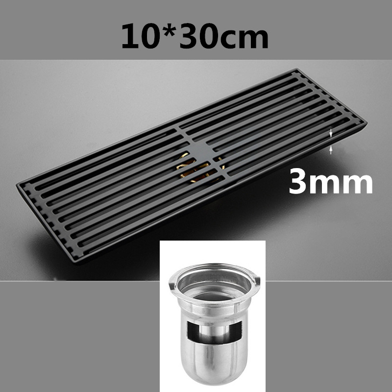 Thickened Stainless Steel Floor Drain Solid Large Displacement Strip Bathroom Hotel Rectangular Floor Drain
