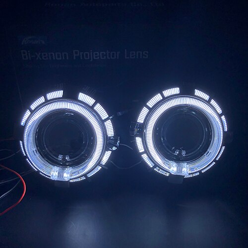 RONAN mini 2,5 doble LED Ojos de Ángel drl bi-xenon proyector 8,1, lente de faro de coche h1 retrofit DIY h4 h7, de coche: White-White