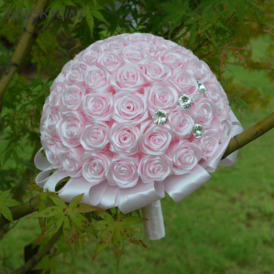 Real Photos Satin Rose Bouquet Handmade Ribbon Ros... โ Vicedeal