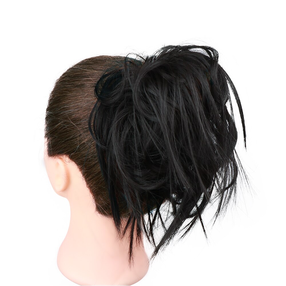Messy Knot Chouchou Voor Vrouwen Haarstukje Extensions Synthetische Pruik Ring Wrap Chignon Zwart Bruin Hoge Temperatuur Fiber: #2