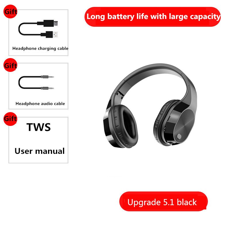 Casque d'écoute Bluetooth Tws 5.1 Audifonos sans fil écouteurs 9D Microphone de jeu antibruit Auriculares casque filaire: T5 cool black