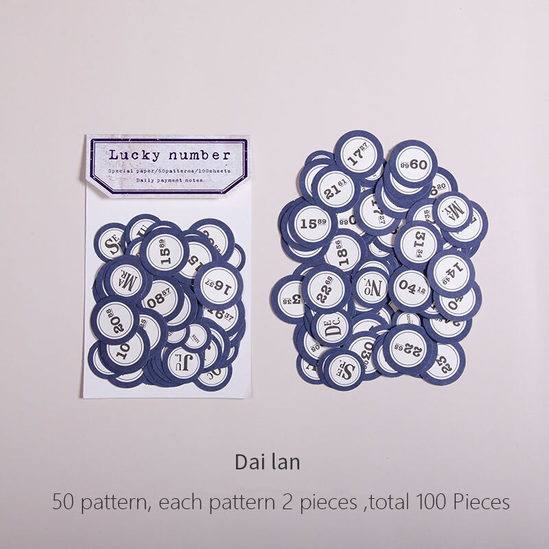 100pcs/lot Lucky Number Stickers for Daily Mothly Planner Diary Stickers DIY Label Scrapbooking Album Stationery Stickers: Dai Lan