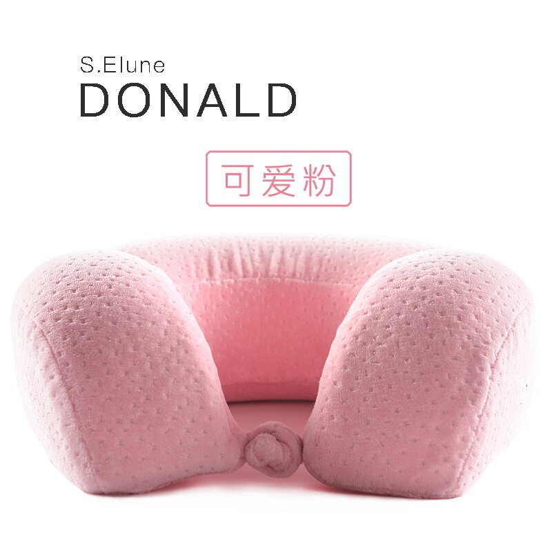 Selune U-vorm Reiskussen Memory Foam Vulling Katoen Trage Rebound Nek Kussens Vliegtuigen Reizen Dutje Cervicale Nekkussen: Pink(Donald)