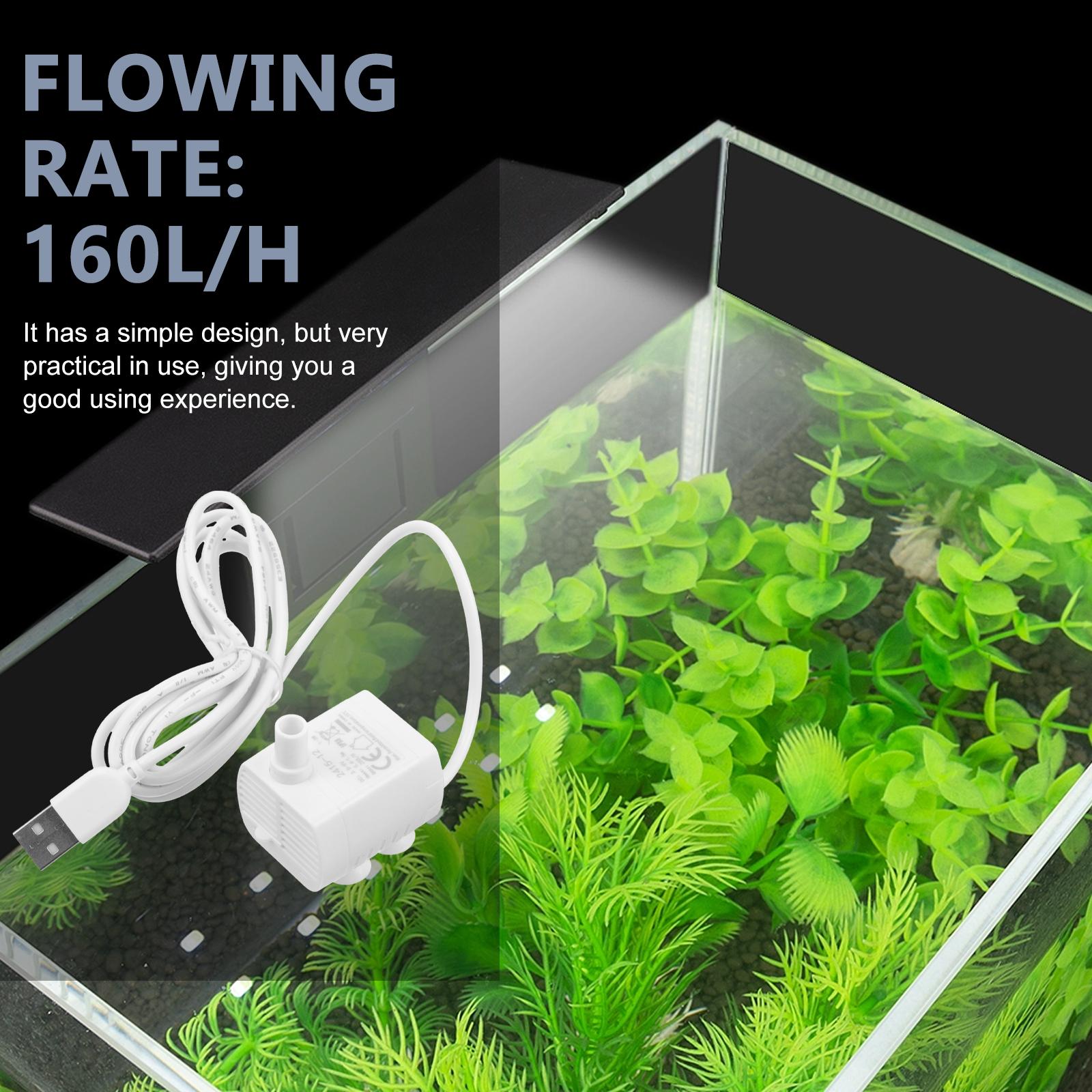 Mini-Tauchpumpe, USB-Aquarium, Teich, kleiner Wasserbrunnen, weißes Haustier, Hydrokultur, Pflanzgefäß, Aquarium, leichtes Tragen