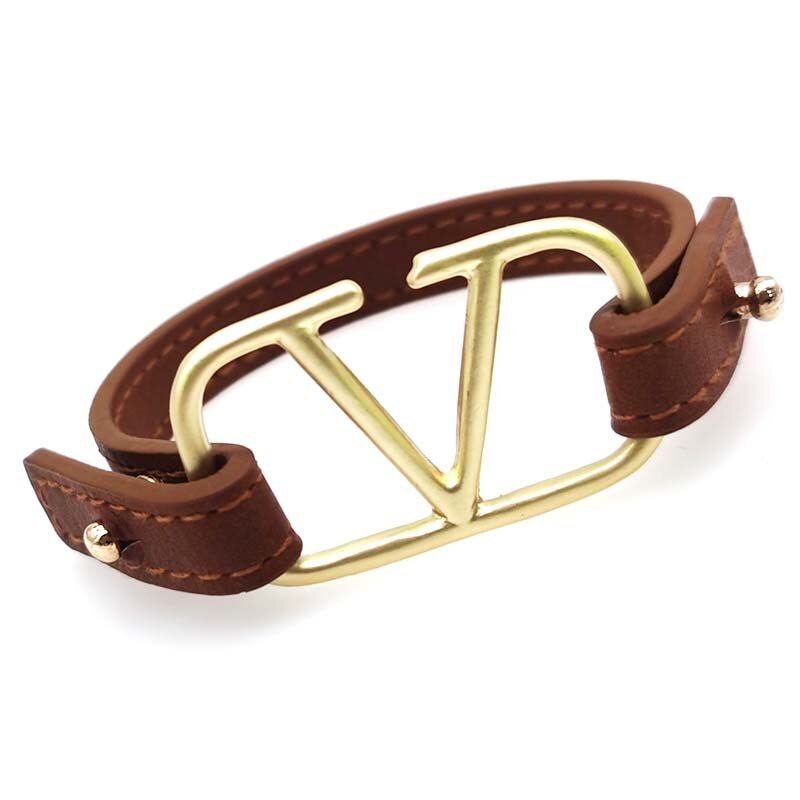Leather Bracelet Wrap All-Match OL V Word Wide Europe Bracelet For Women Hand Jewelry: 1