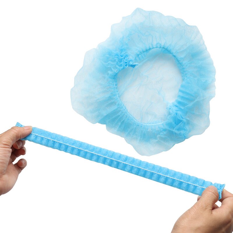 Bonnet de bain en maille élastique Non tissé jetable, 100 pièces, pour Extension de cils, transparent, imperméable, bonnet de douche: blue
