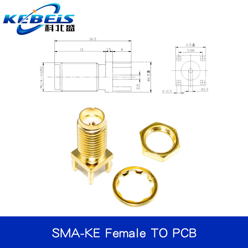2Pcs SMA SMA-KE/KWE/KHD Female Jack Male Plug Adapter Solder Edge PCB Straight Right angle Mount RF Copper Connector Plug Socket: WHITE